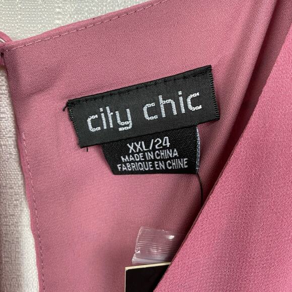City Chic Pink Blushing Petal Christina Mini Dress Sz.XXL/24 NWT - Picture 8 of 16